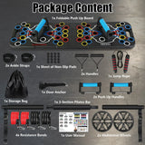 Foldable Multifunctional Push up Board for Men Women, Home Strength Training Equipment Set with Pilates Bar Resistance Band Roller Wheel, Black